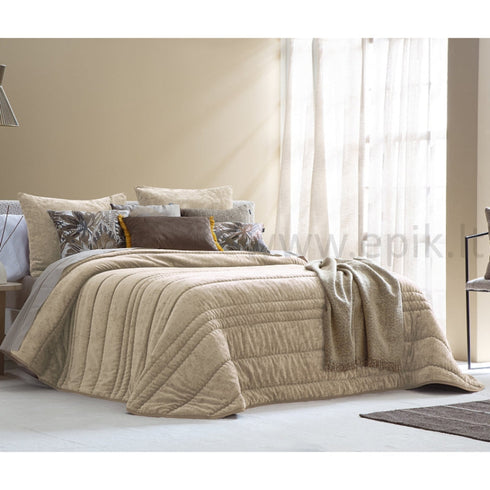 Lovatiesė "Nui Arena" su 2 dekoratyvinių pagalvėlių užvalkalais, smėlio spalvos